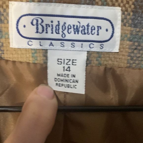 Vintage Plaid Blazer Light Academia Oversized Boxy Camel Blue XL - Picture 4 of 10